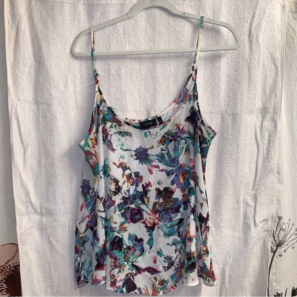 APT 9 flowy floral scoop neck adjustable tank | XL